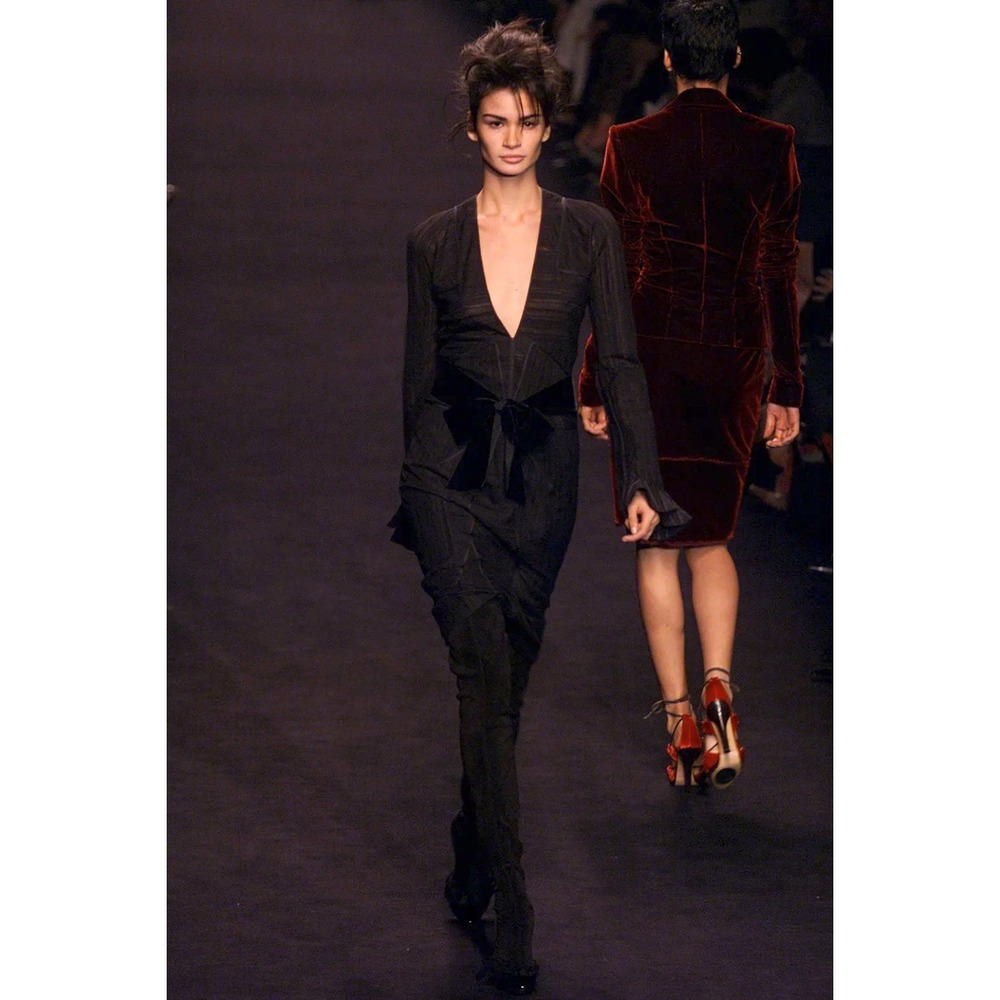 Yves Saint Laurent Tom Ford Fall 2002 Runway Thigh High Suede Boots 36.5 - Picture 2 of 9
